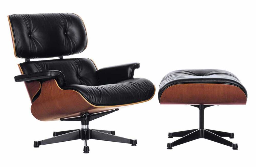 bloemblad Gehoorzaam Factuur Vitra Eames Lounge chair fauteuil + Ottoman kersen zwart leer NW | Bestel  nu bij Fundesign.nl
