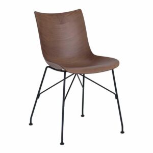 Kartell P/Wood stoel essen-Donker hout-Zwart-43,5 cm