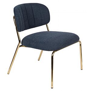 vanHarte Jolien fauteuil zonder arm goud onderstel-Dark Blue