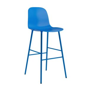 Normann Copenhagen Form Bar Chair barkruk stalen onderstel -Bright Blue -Zithoogte 75 cm