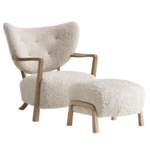 &tradition Wulff fauteuil + poef oiled oak-Sheepskin 17mm, Moonlight