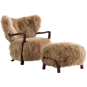 &amp;tradition Wulff fauteuil + poef oiled walnut-Honey