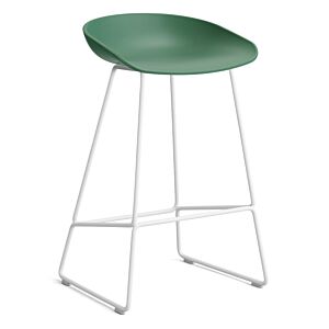 HAY About a Stool AAS38 barkruk wit onderstel-Zithoogte 65 cm-Teal Green