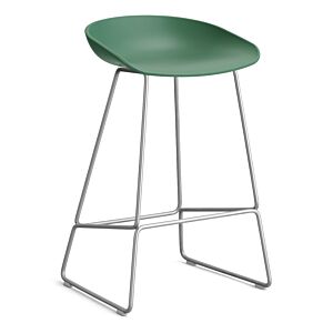 HAY About a Stool AAS38 barkruk RVS onderstel-Zithoogte 65 cm-Teal Green