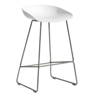 HAY About a Stool AAS38 barkruk RVS onderstel-Wit-Zithoogte 75 cm
