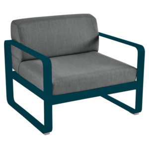 Fermob Bellevie fauteuil met graphite grey zitkussen-Acapulco Blue