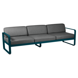 Fermob Bellevie 3-zits loungebank met graphite grey zitkussen-Acapulco Blue
