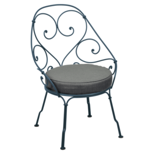 Fermob 1900 fauteuil met graphite grey zitkussen-Acapulco Blue