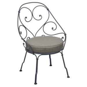 Fermob 1900 fauteuil met grey taupe zitkussen-Anthracite