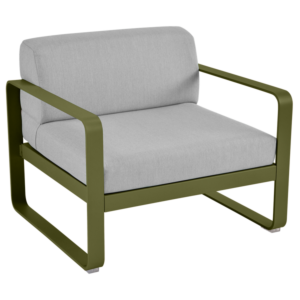 Fermob Bellevie fauteuil met flannel grey zitkussen-Pesto