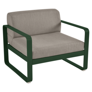 Fermob Bellevie fauteuil met grey taupe zitkussen-Cedar Green