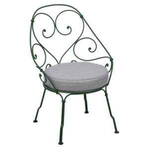 Fermob 1900 fauteuil met flannel grey zitkussen-Cedar Green