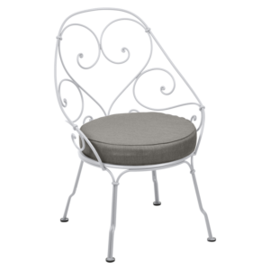 Fermob 1900 fauteuil met grey taupe zitkussen-Cotton white