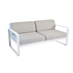 Fermob Bellevie 2-zits loungebank met flannel grey zitkussen-Cotton white