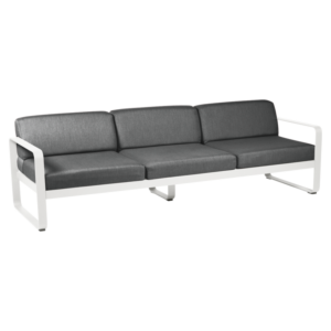 Fermob Bellevie 3-zits loungebank met graphite grey zitkussen-Cotton white