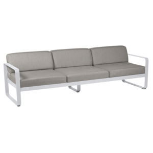 Fermob Bellevie 3-zits loungebank met grey taupe zitkussen-Cotton white