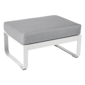 Fermob Bellevie 1-zits voetenbank met flannel grey zitkussen-Cotton white