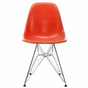 Vitra Eames DSR Fiberglass stoel met verchroomd onderstel-Red Orange