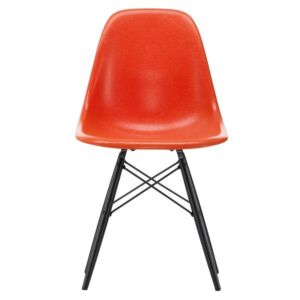 Vitra Eames DSW Fiberglass stoel onderstel zwart esdoorn-Red Orange