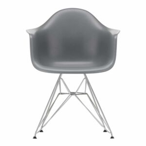 Vitra Eames DAR stoel met verchroomd onderstel-Graniet grijs