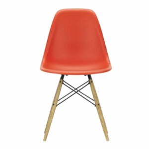 Vitra Eames DSW stoel met esdoorn gelig onderstel-Poppy red