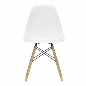 Vitra Eames DSW stoel met esdoorn gelig onderstel-Wit