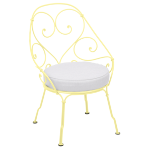 Fermob 1900 fauteuil met off-white zitkussen-Frosted Lemon