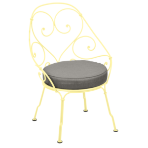 Fermob 1900 fauteuil met grey taupe zitkussen-Frosted Lemon