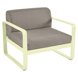 Fermob Bellevie fauteuil met grey taupe zitkussen-Frosted Lemon