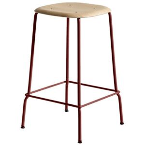 Hay Soft Edge Steel barkruk-Natural / fall red-Zithoogte 65 cm