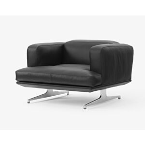 &amp;amp;Tradition Inland AV21 fauteuil-Noble Black leer-Poten aluminium
