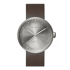 LEFF Amsterdam Tube horloge-Polsband bruin-Wijzerplaat zilver