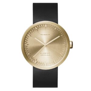 LEFF Amsterdam Tube horloge-Polsband zwart-Wijzerplaat goud