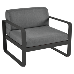 Fermob Bellevie fauteuil met graphite grey zitkussen-Liquorice