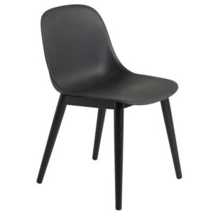 muuto Fiber Side Wood stoel-Zwart - OUTLET