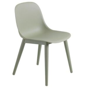 muuto Fiber Side Wood stoel-Dusty green