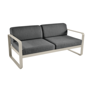 Fermob Bellevie 2-zits loungebank met graphite grey zitkussen-Nutmeg