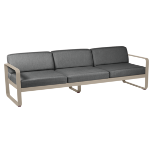 Fermob Bellevie 3-zits loungebank met graphite grey zitkussen-Nutmeg