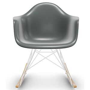 Vitra Eames RAR schommelstoel met wit onderstel-Graniet grijs-Esdoorn goud