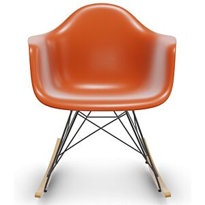 Vitra Eames RAR schommelstoel met zwart onderstel-Rusty oranje-Esdoorn goud