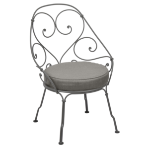 Fermob 1900 fauteuil met grey taupe zitkussen-Rosemary