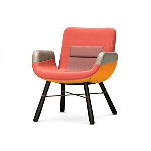 Vitra East River Chair fauteuil met donker eiken onderstel-Red mix