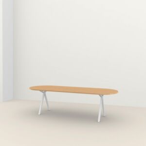 Studio HENK Slim X-type Flat Oval tafel wit frame 3 cm