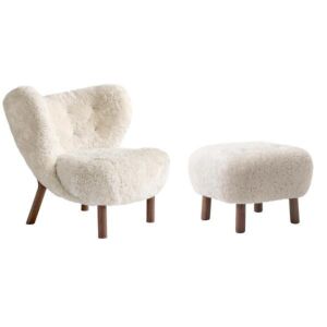 &tradition Little Petra fauteuil + poef poten noten-Off-white