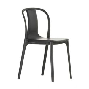 Vitra Belleville Chair gestoffeerde stoel-Leer / zwart