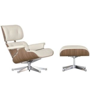 Vitra Eames Lounge chair fauteuil + Ottoman walnoot sneeuwwit pigment NW