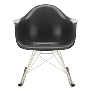 Vitra Eames RAR Fiberglass schommelstoel met wit onderstel-Elephant Hide Grey-Esdoorn donker