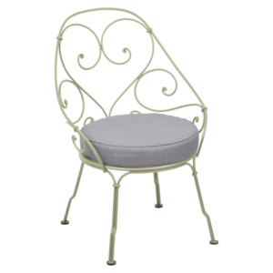 Fermob 1900 fauteuil met flannel grey zitkussen-Willow Green
