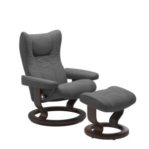 Stressless Wing M Classic relaxfauteuil+hocker-Batick Grey-Wenge