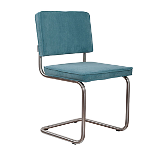 Zuiver Ridge Rib Brushed metal stoel-Blauw